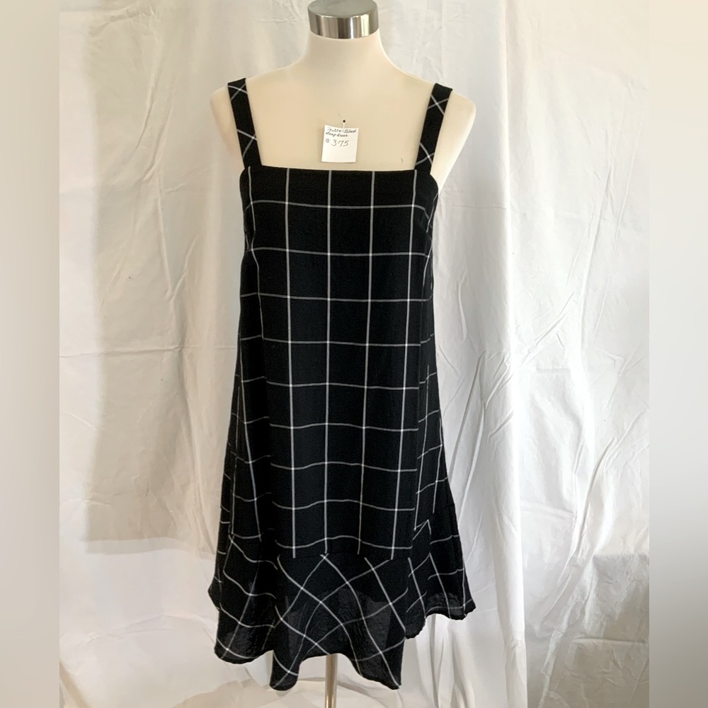 Shilla Dress, black geometric designs with straps.  Size XS.  LIKE NEW